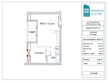 EPINAY SUR ORGE APPARTEMENT HOME CONCEPT RENOVATION 2 PIECE J3 PLAN