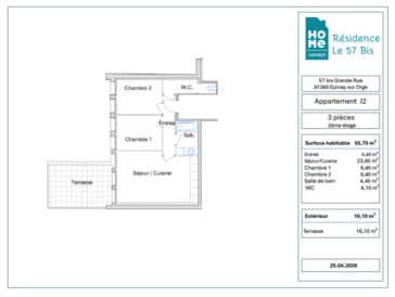 EPINAY SUR ORGE APPARTEMENT HOME CONCEPT RENOVATION 3 PIECE J2 PLAN