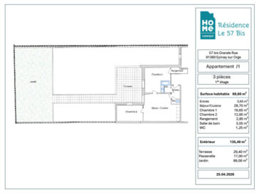 EPINAY SUR ORGE APPARTEMENT HOME CONCEPT RENOVATION 3 PIECE J1 PLAN