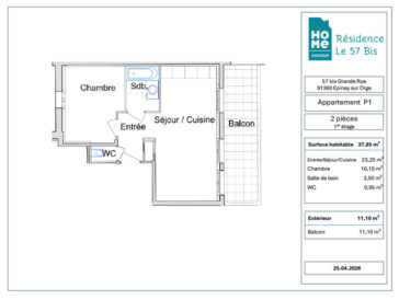 EPINAY SUR ORGE APPARTEMENT HOME CONCEPT RENOVATION 2 PIECE P1 PLAN