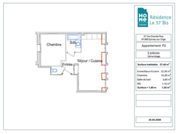 EPINAY SUR ORGE APPARTEMENT HOME CONCEPT RENOVATION 2 PIECE P2 PLAN