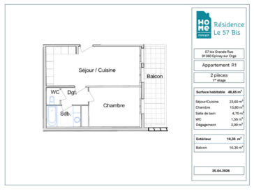 EPINAY SUR ORGE APPARTEMENT HOME CONCEPT RENOVATION 2 PIECE R1 PLAN