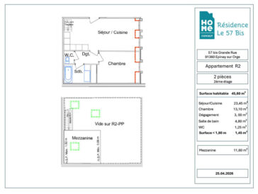 EPINAY SUR ORGE APPARTEMENT HOME CONCEPT RENOVATION 2 PIECE R2 PLAN